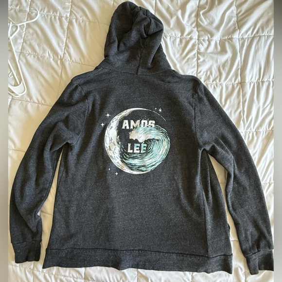 Amos Lee My New Moon Tour Gray Zip up Hoodie Sweatshirt EXCELLENT CONDITION - Picture 5 of 7